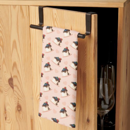 Serviette de cuisine décorative avec Panna Cotta & (Pliage en tiers)