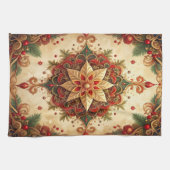 Serviette de cuisine décorative de vacances rouge  (Horizontal)