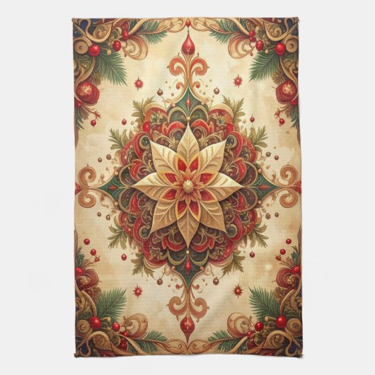 Serviette de cuisine décorative de vacances rouge  (Vertical)