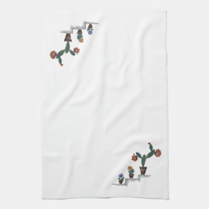 Serviette de cuisine décorée de cactus