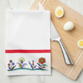 Serviette de cuisine décorée de fleurs de prairie (Quart Plié)