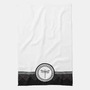 Serviette de cuisine d'emblème de libellule de