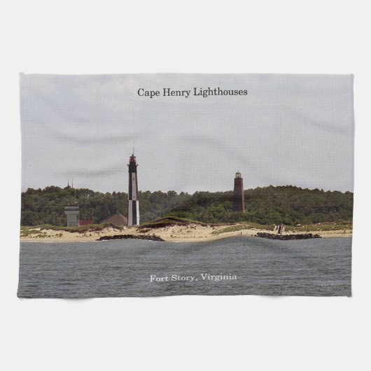 Serviette de cuisine des phares Cape Henry (Horizontal)