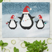 Serviette de cuisine des pingouins de Noël (Plié)