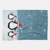 Serviette de cuisine des pingouins de Noël (Horizontal)