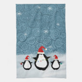 Serviette de cuisine des pingouins de Noël (Vertical)