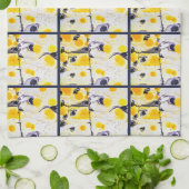 Serviette de cuisine design noir et jaune (Plié)
