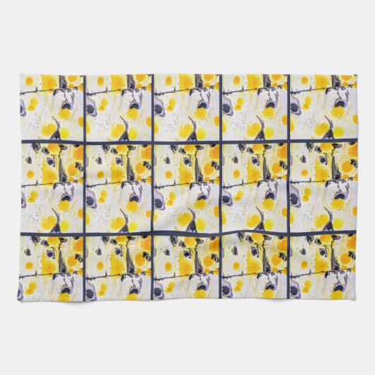 Serviette de cuisine design noir et jaune (Horizontal)