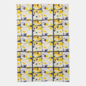 Serviette de cuisine design noir et jaune (Vertical)