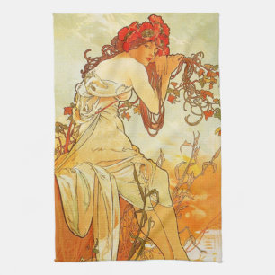Serviette de cuisine d'été d'Alphonse Mucha
