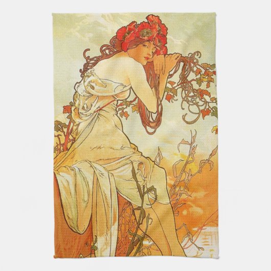 Serviette de cuisine d'été d'Alphonse Mucha (Vertical)