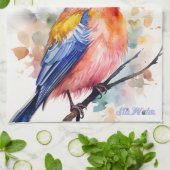serviette de cuisine d'oiseau aquarelle (Plié)