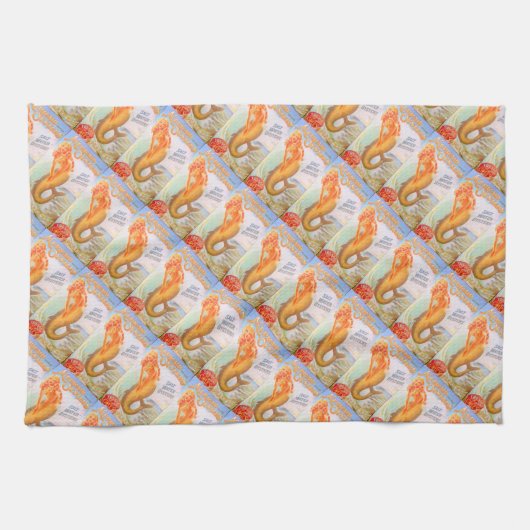 serviette de cuisine dorée sirène (Horizontal)