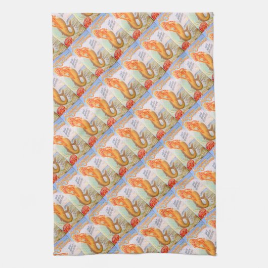 serviette de cuisine dorée sirène (Vertical)