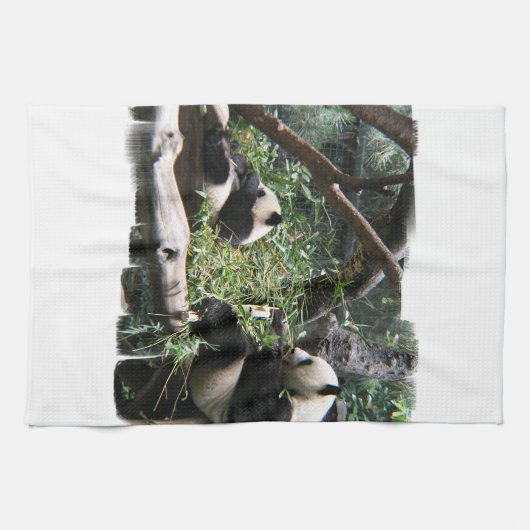 Serviette de cuisine d'ours panda (Horizontal)