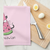 Serviette de cuisine drôle de chat de pastèque Wat (Quart Plié)