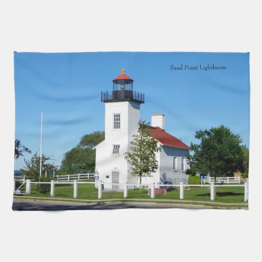 Serviette de cuisine du phare de Sand Point (Horizontal)