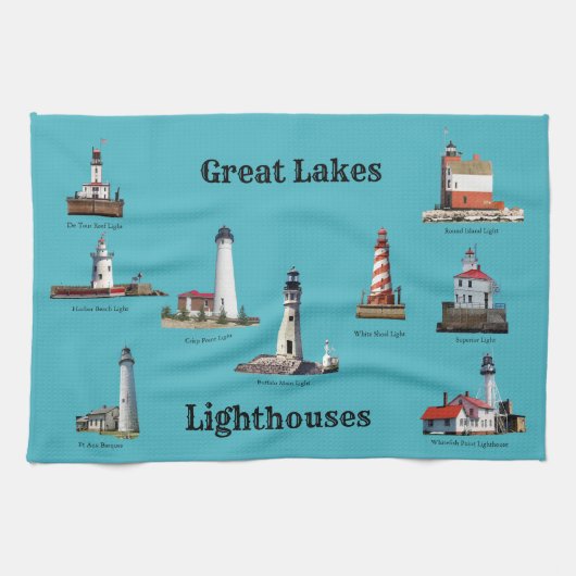 Serviette de cuisine du phare des Grands Lacs (Horizontal)