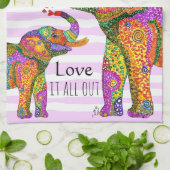 Serviette de cuisine éléphant et veau tendance et  (Plié)