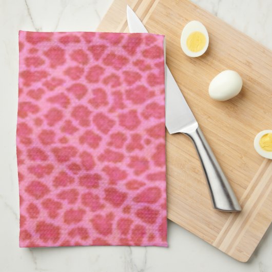 Serviette de cuisine Empreinte de léopard rose (Quart Plié)