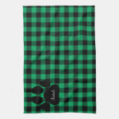 Serviette De Cuisine Empreinte de patte Verte Et N (Vertical)