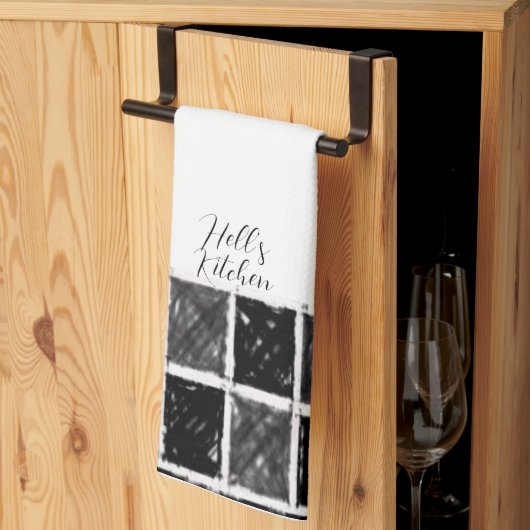 Serviette de cuisine en À damiers noir blanc (Pliage en tiers)