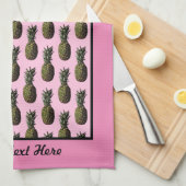 Serviette de cuisine en ananas - Personnalisation  (Quart Plié)
