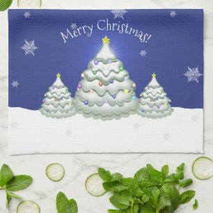 Serviette de cuisine en Arbre de Noël bleu