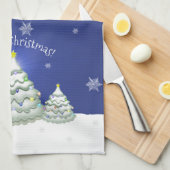Serviette de cuisine en Arbre de Noël bleu (Quart Plié)