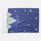Serviette de cuisine en Arbre de Noël bleu (Horizontal)