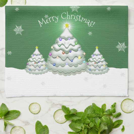 Serviette de cuisine en arbre de Noël vert (Plié)