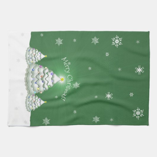 Serviette de cuisine en arbre de Noël vert (Horizontal)