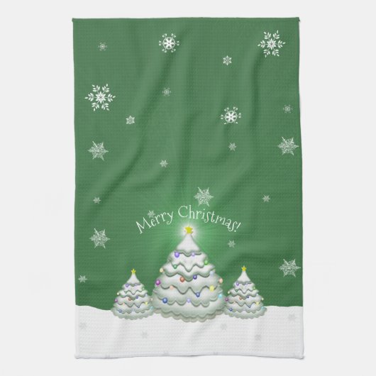 Serviette de cuisine en arbre de Noël vert (Vertical)