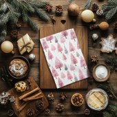 Serviette de cuisine en Arbres de Noël roses