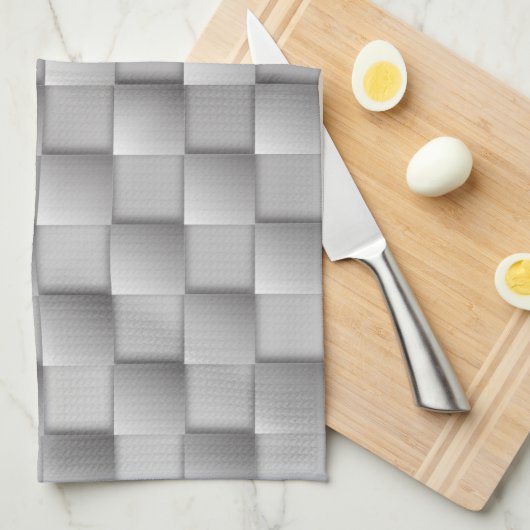 Serviette de cuisine en argent Checkers (Quart Plié)