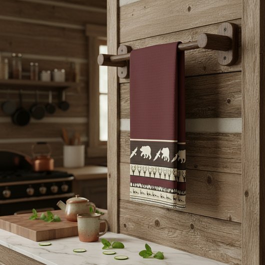 Serviette de cuisine en bois d'automne