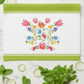 Serviette de cuisine en broderie florale (Plié)