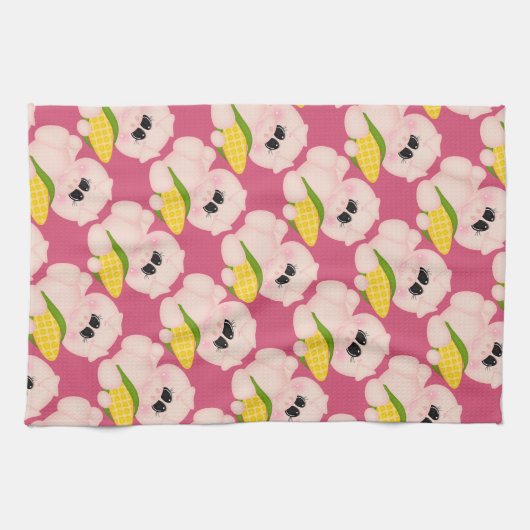 Serviette de cuisine en caricature de Corn Pig (Horizontal)
