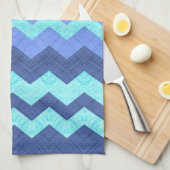 serviette de cuisine en chevron bleu (Quart Plié)