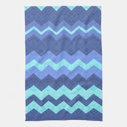 serviette de cuisine en chevron bleu (Vertical)
