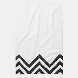 Serviette de cuisine en chevron noir et blanc II