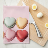 Serviette de cuisine en coeur Macarons (Quart Plié)