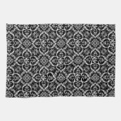 Serviette de cuisine en Damas noir et blanc (Horizontal)