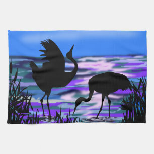 Serviette de cuisine en deux grues