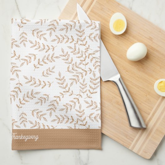 Serviette de cuisine en feuille de bon thanksgivin (Quart Plié)