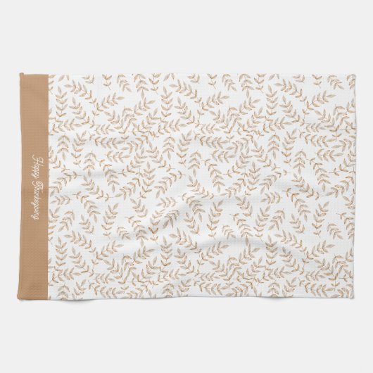 Serviette de cuisine en feuille de bon thanksgivin (Horizontal)