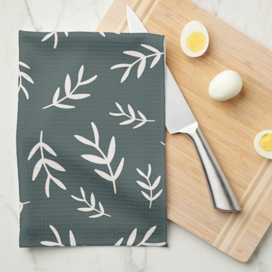 Serviette de cuisine en feuilles d'olive (Quart Plié)