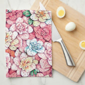 Serviette de cuisine en fleurs (Quart Plié)