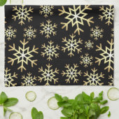 Serviette de cuisine en flocon de Noël en or noir (Plié)