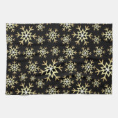 Serviette de cuisine en flocon de Noël en or noir (Horizontal)